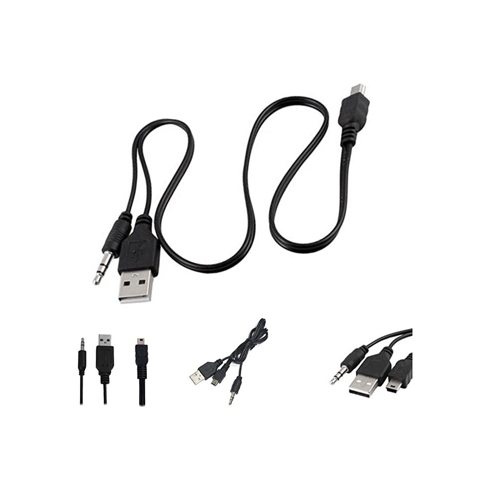 TECHGEAR 2in1 Cable - Mini USB to USB & 3.5mm Aux Standard Audio Jack Connection Cable - Compatible with many speakers, Mp3 Players, Mp4 Players etc