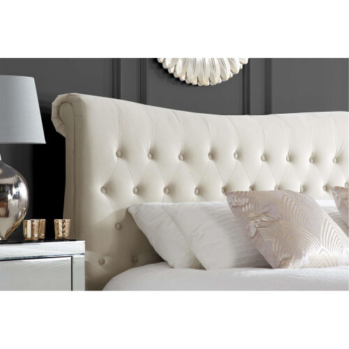 Birlea Beige Double Bed Frame Birlea Copenhagen Upholstered Fabric King Size 5FT 150cm 2