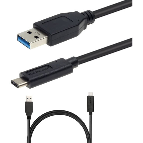 Techgear TECHGEAR 2m USB-C to USB-A Cable - Data Sync & Fast Charging, USB 3.1, Reversible Type-C, Compatible with MacBook & Galaxy S23/S22