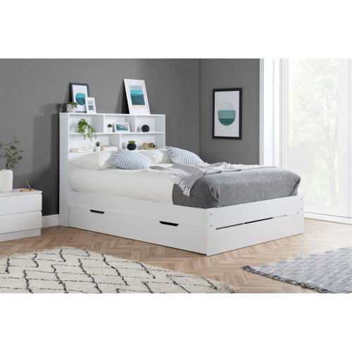 Birlea Small Double Drawer Bed Frame White Birlea Alfie 4FT Headboard Storage 120cm 1