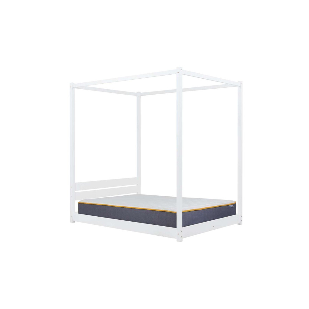 Four Poster Bed Double Birlea Darwin White 4FT6 Solid Pine Frame Canopy