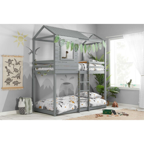 Birlea Solid Pine Bunk Beds Grey Birlea Adventure 3FT Single Bed Wood Frame 1