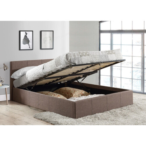 Birlea Small Double Ottoman Bed Grey Birlea Berlin Fabric Storage 4FT 120CM Frame 1