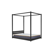 Four Poster Bed Double Birlea Darwin Black 4FT6 Solid Pine Frame Canopy