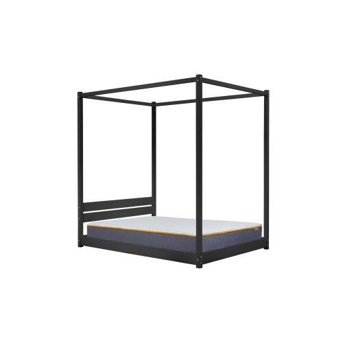 Birlea Four Poster Bed Double Birlea Darwin Black 4FT6 Solid Pine Frame Canopy