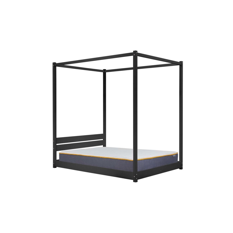 Four Poster Bed Double Birlea Darwin Black 4FT6 Solid Pine Frame Canopy