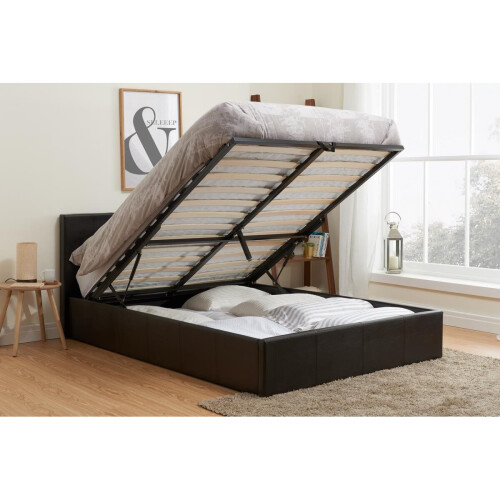 Birlea Small Double Ottoman Bed Brown Birlea Berlin Leather Storage 4FT 120CM Frame 1
