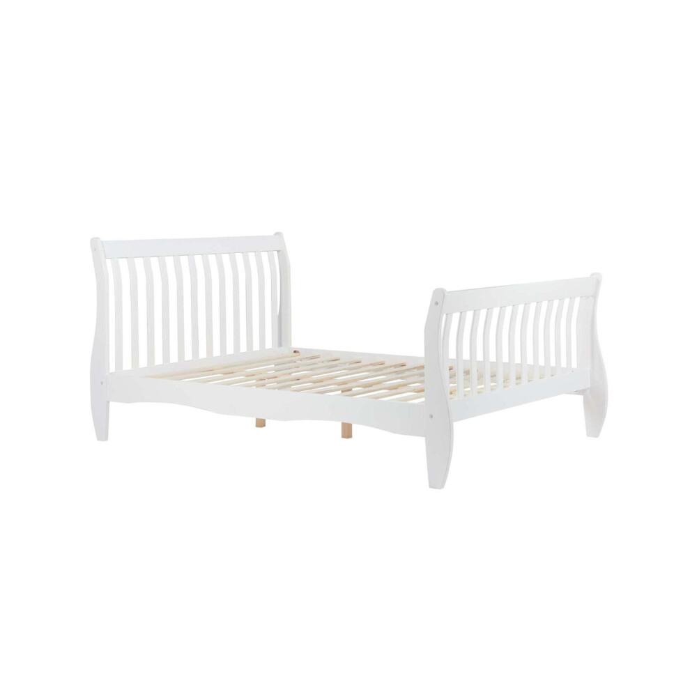 White Small Double Bed Frame Birlea Belford 4FT 120cm Wood Sleigh Solid Wood