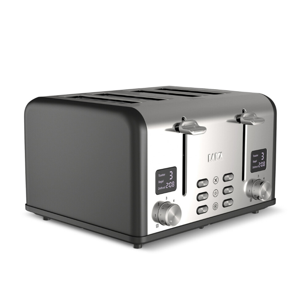 4 Slice Digital Toaster - High Lift & Extra-Wide Slots, Black, Laica