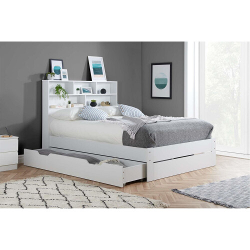 Birlea Double Drawer Bed Frame White Birlea Alfie 4FT6 Headboard Storage 135cm 2