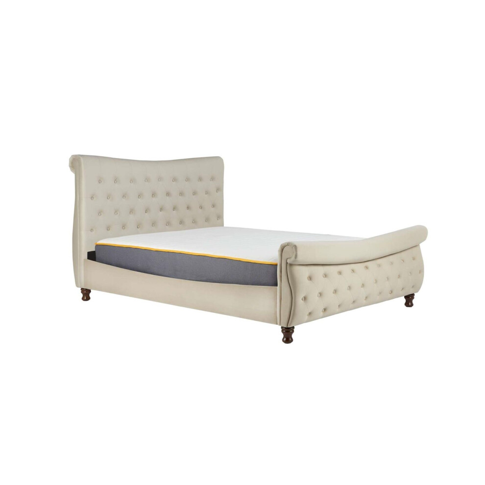 Beige Double Bed Frame Birlea Copenhagen Upholstered Fabric King Size 5FT 150cm
