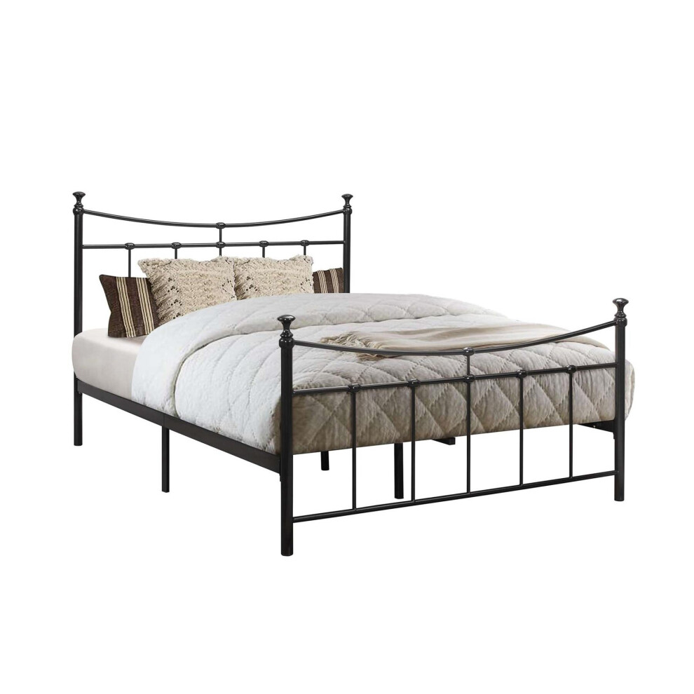 Emily 135cm 4FT6 Double black metal Bed Frame Bedstead decorative finials