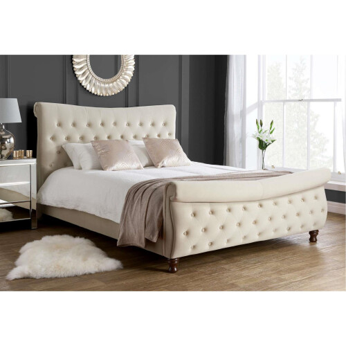Birlea Beige Double Bed Frame Birlea Copenhagen Upholstered Fabric King Size 5FT 150cm 1