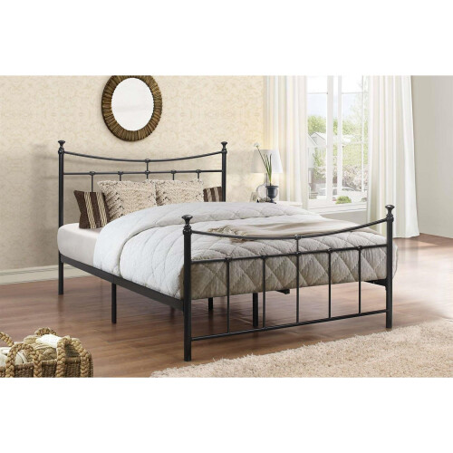 Birlea Emily 135cm 4FT6 Double black metal Bed Frame Bedstead decorative finials 1