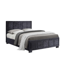 Black Small Double Bed Frame Birlea Hannover Crushed Velvet Fabric 120cm 4ft