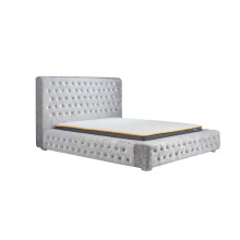 Velvet Double Bed Frame Grey Birlea Grande 4FT6 Crushed Fabric Luxury Designer