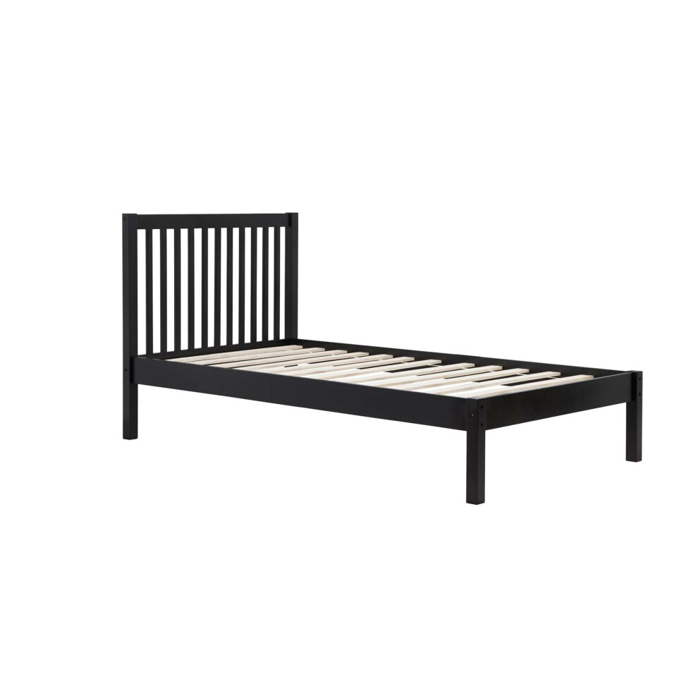 Black Single Bed Frame 3FT Bedstead Birlea Nova Solid Wood Shaker Design
