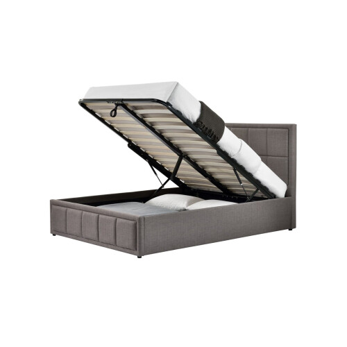 Birlea Small Double Ottoman Bed Grey Hannover Frame 4FT 120cm Bedstead Storage Fabric