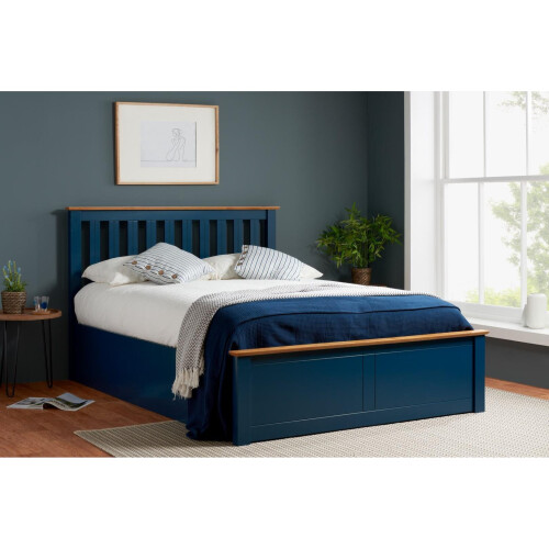 Birlea King Size Ottoman Bed Blue Phoenix Wood Frame Storage 5FT Navy Oak Solid 2