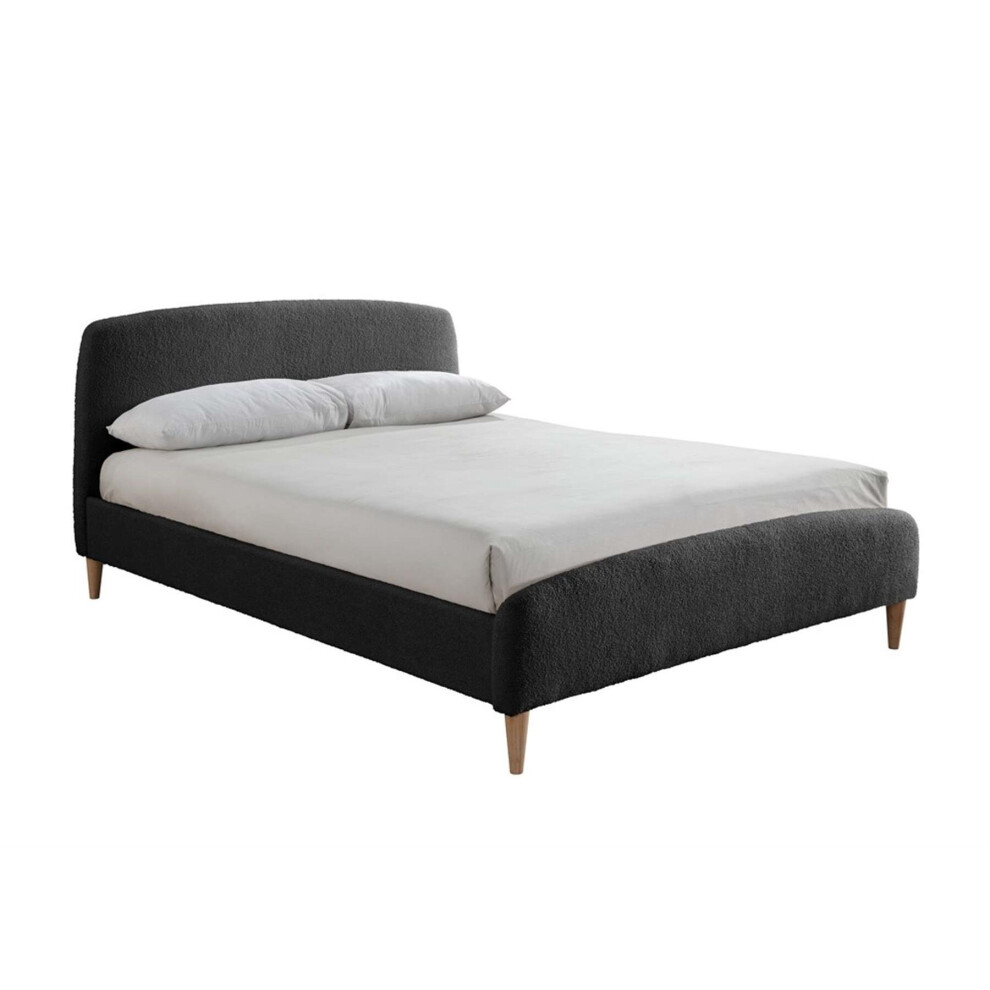 Grey Double Bed Frame Birlea Otley 135cm 4FT6 Fabric Bedstead Charcoal