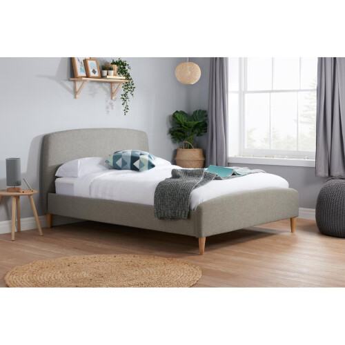 Birlea Grey Double Bed Frame Birlea Quebec Fabric Upholstered 4FT6 135cm 1