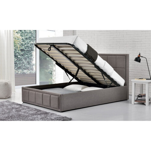 Birlea Small Double Ottoman Bed Grey Hannover Frame 4FT 120cm Bedstead Storage Fabric 1