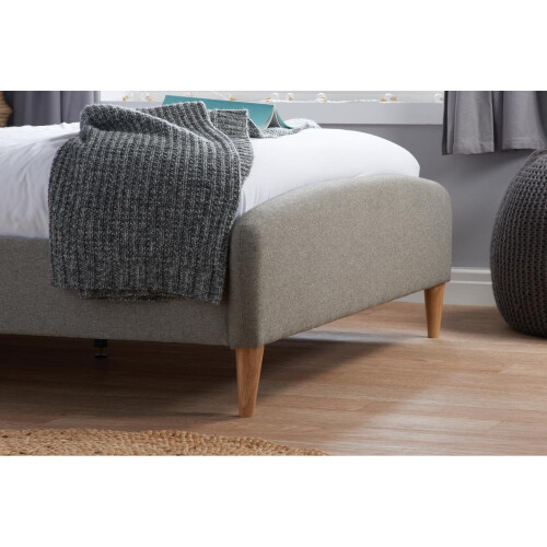 Birlea Grey Double Bed Frame Birlea Quebec Fabric Upholstered 4FT6 135cm 2