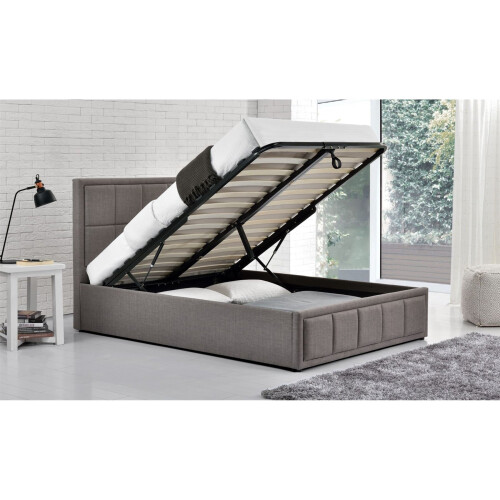 Birlea King Size Ottoman Bed Grey Hannover Frame 5FT 150cm Bedstead Storage Fabric 1