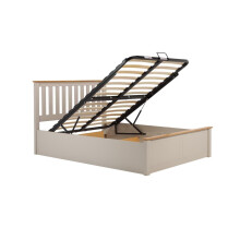 King Size Ottoman Bed Grey Phoenix Wood Frame Storage 5FT Pearl Oak Solid