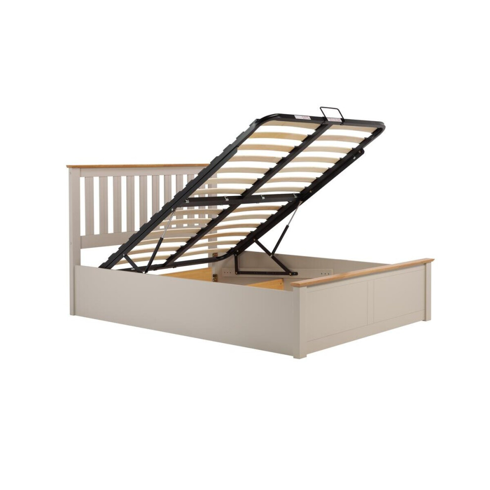 King Size Ottoman Bed Grey Phoenix Wood Frame Storage 5FT Pearl Oak Solid