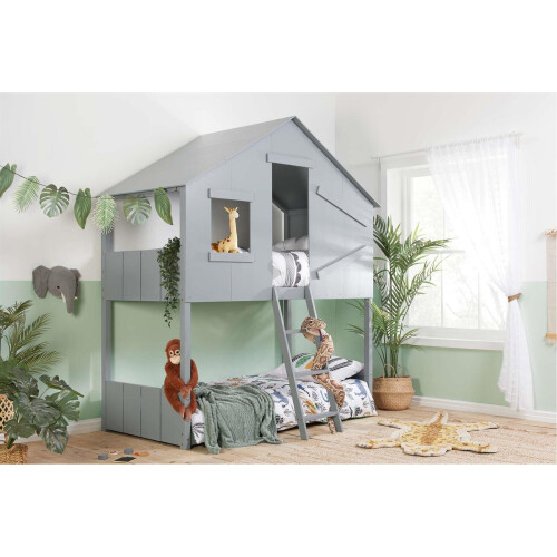 Birlea Solid Pine Bunk Beds Grey Birlea Safari 3FT Single Bed Wood Frame 1