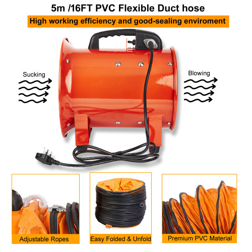 (10" Fan Only) Portable Ventilator Axial Blower Workshop Extractor Fan 1