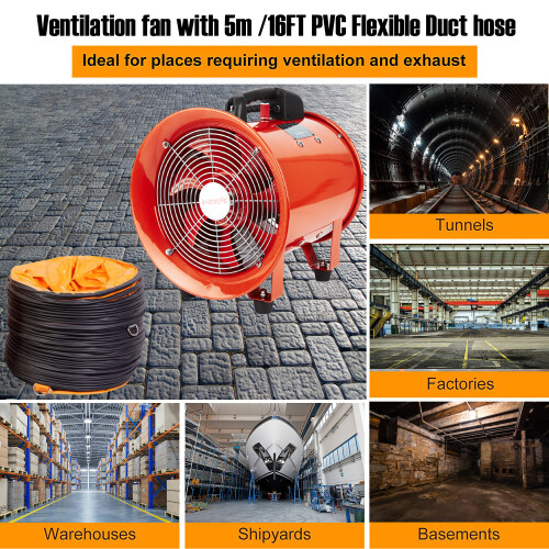 (8" Fan & Duct) Portable Ventilator Axial Blower Workshop Extractor Fan