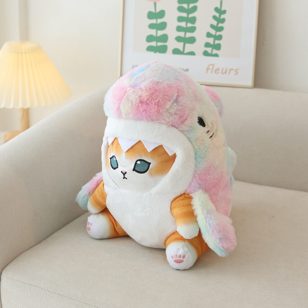 Bonxaif (C-Rainbow Golden Cat 20Cm) Shark Cat Plush Doll Pillow Kids Toy Best Gift