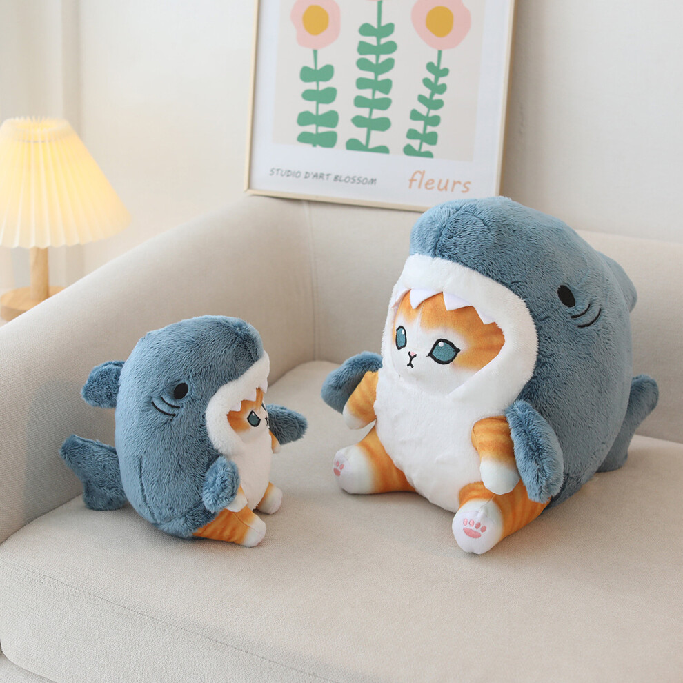 Bonxaif (2Pcs-A20cm+E30cm) Shark Cat Plush Doll Pillow Kids Toy Best Gift