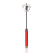 (  Red) 25cm Stainless Steel Egg Beater Rotary Whisk Blender Hand Push