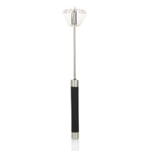 (  Black) 25cm Stainless Steel Egg Beater Rotary Whisk Blender Hand Push