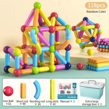 (118PCS) Kids Magnetic Construction Set Magnetic Balls Stick Building Blocks Montessori