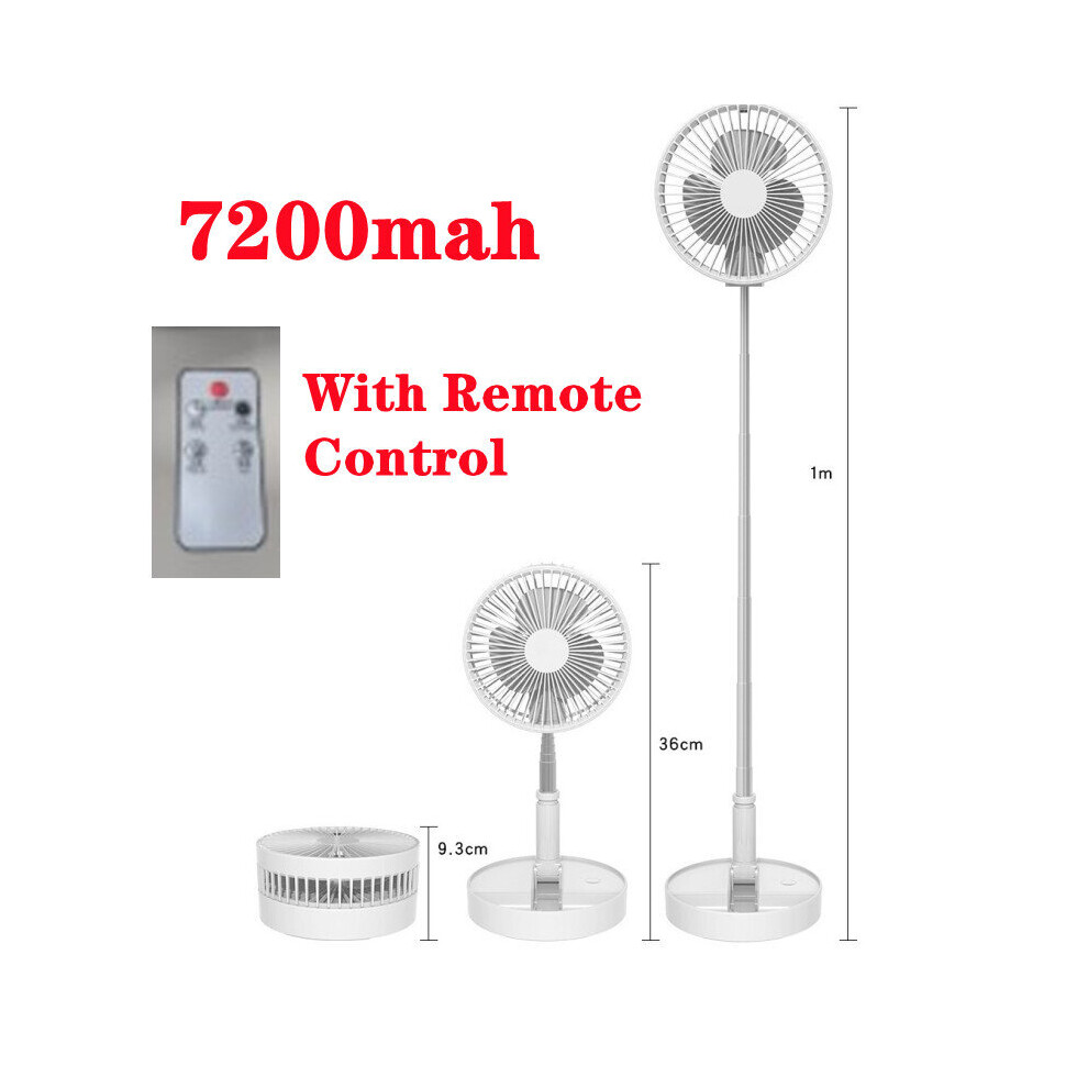 (7200mAh Battery) 7200mAh Portable Fan Rechargeable Mini Folding Telescopic Floor Low Noise Summer