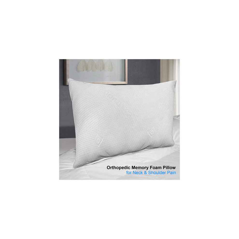 Imperial Rooms (Memory Foam Pillow) Pack Of 2 Pillows Stripe Luxury Memory Foam Single Pillow White