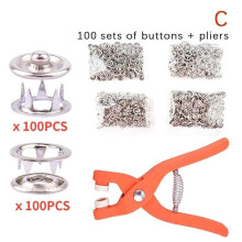 (C) 50/100PCS Plier Tool Metal Sewing Buttons Five-claw Buckle Metal