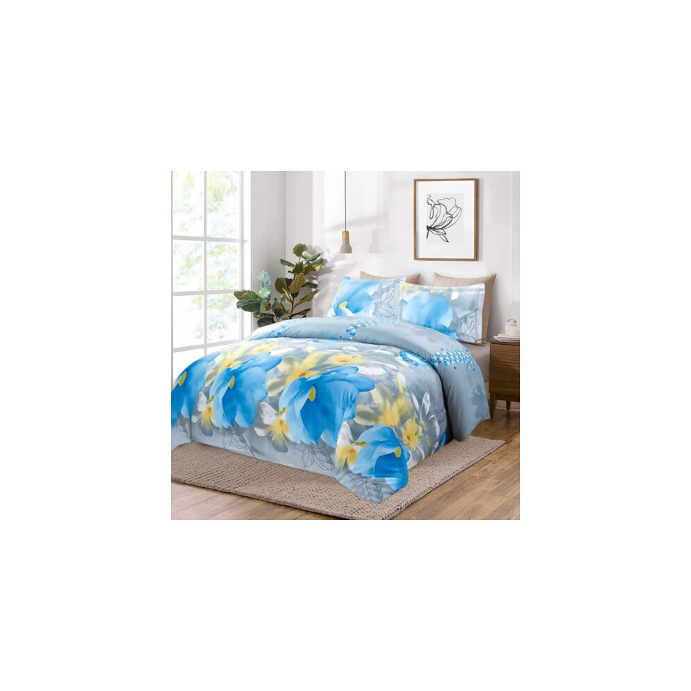 (King, Cathy) 3D Floral Duvet Quilt Cover Soft Printed Christmas