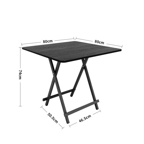 Living And Home (Black) Folding Wooden Dining Table 80x80cm 2
