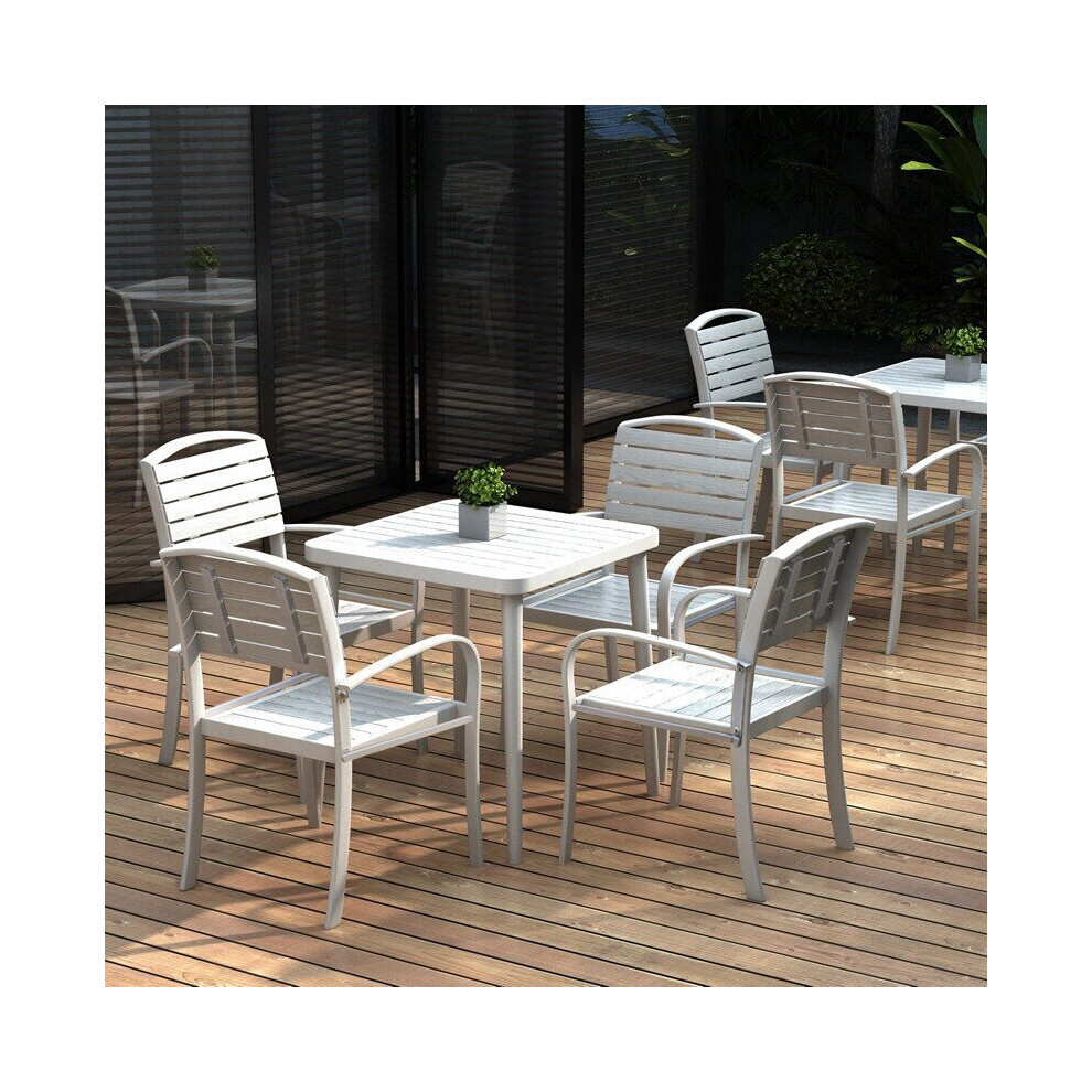 (4 x White Chair Only) Garden Patio Dining Table Chair Outdoor Bistro Tables Parasol Hole