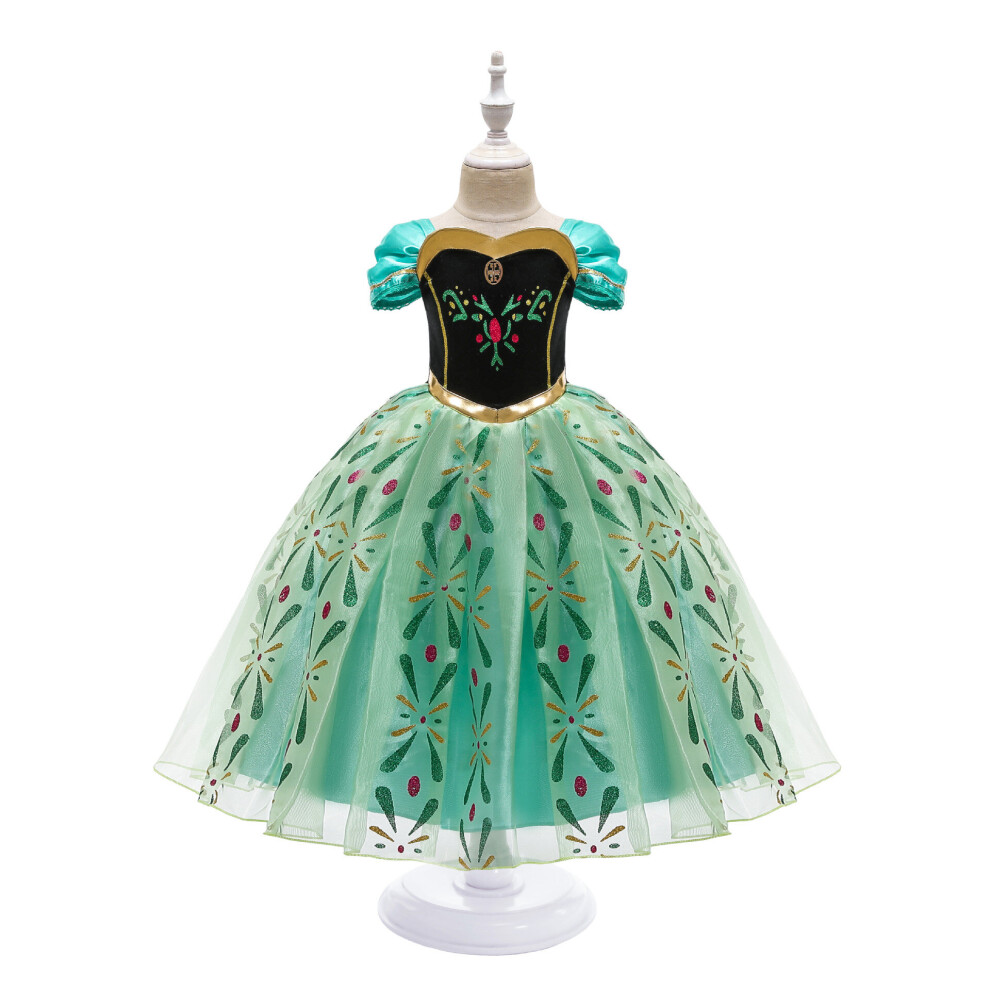 (8-9) Girls Dresses Frozen Anna Fancy Dress Up Costume Princess Birthday Party Dress