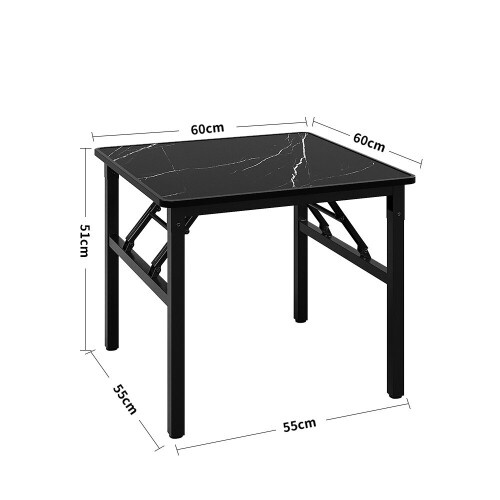 Living And Home (60cm W x 60cm D x 51cm H) Folding Coffee Table with Marble Effect Top 2