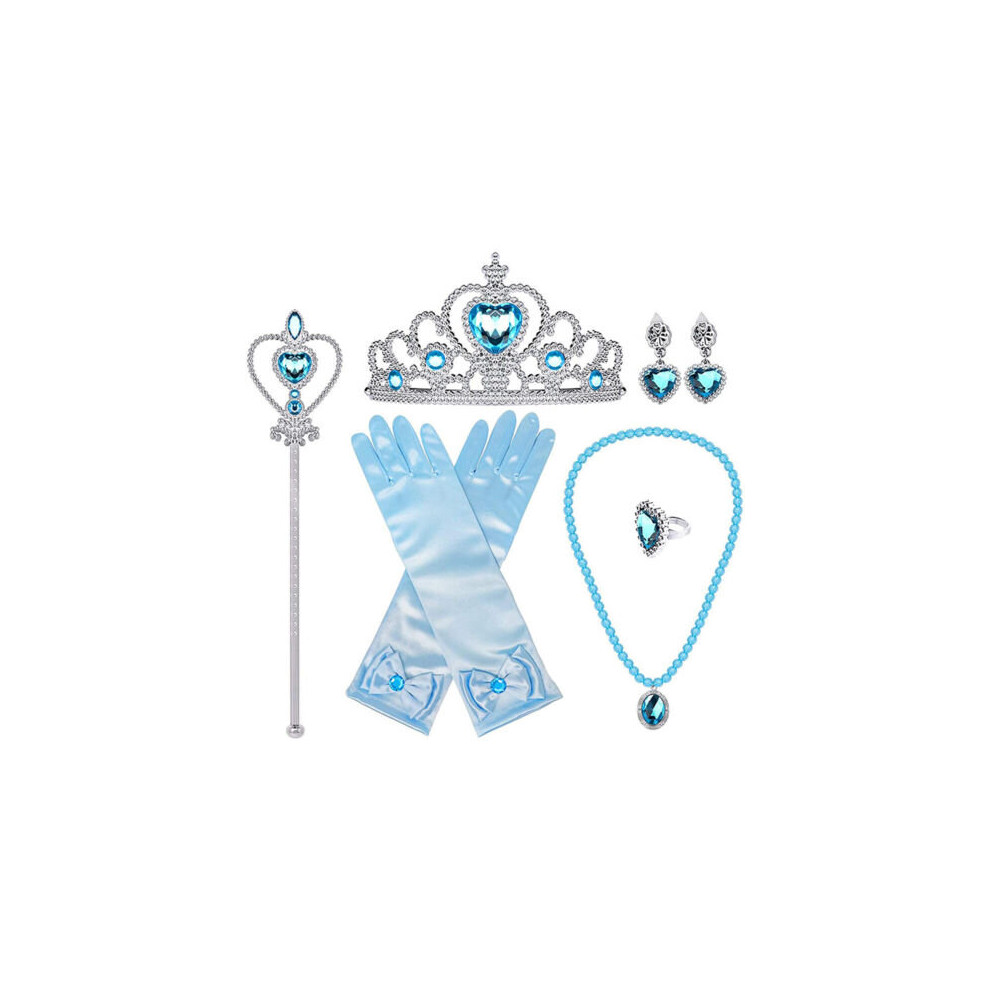 (Blue) Princess Accessories Set Frozen Anna Elsa Girls Birthday Party Fancy Dress Up