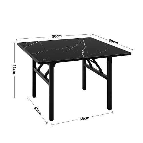 Living And Home (80cm W x 80cm D x 51cm H) Folding Coffee Table with Marble Effect Top 2
