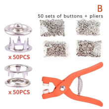 (B) 50/100PCS Plier Tool Metal Sewing Buttons Five-claw Buckle Metal Snap Buttons