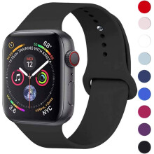 (Black, 40/38mm M/L) TECHGEAR Watch Band Compatible with Apple Watch 40mm / 38mm Soft Silicone Classic Sport Replacement Watch Band for Series: 8 7 6 5 4 3 2 1.